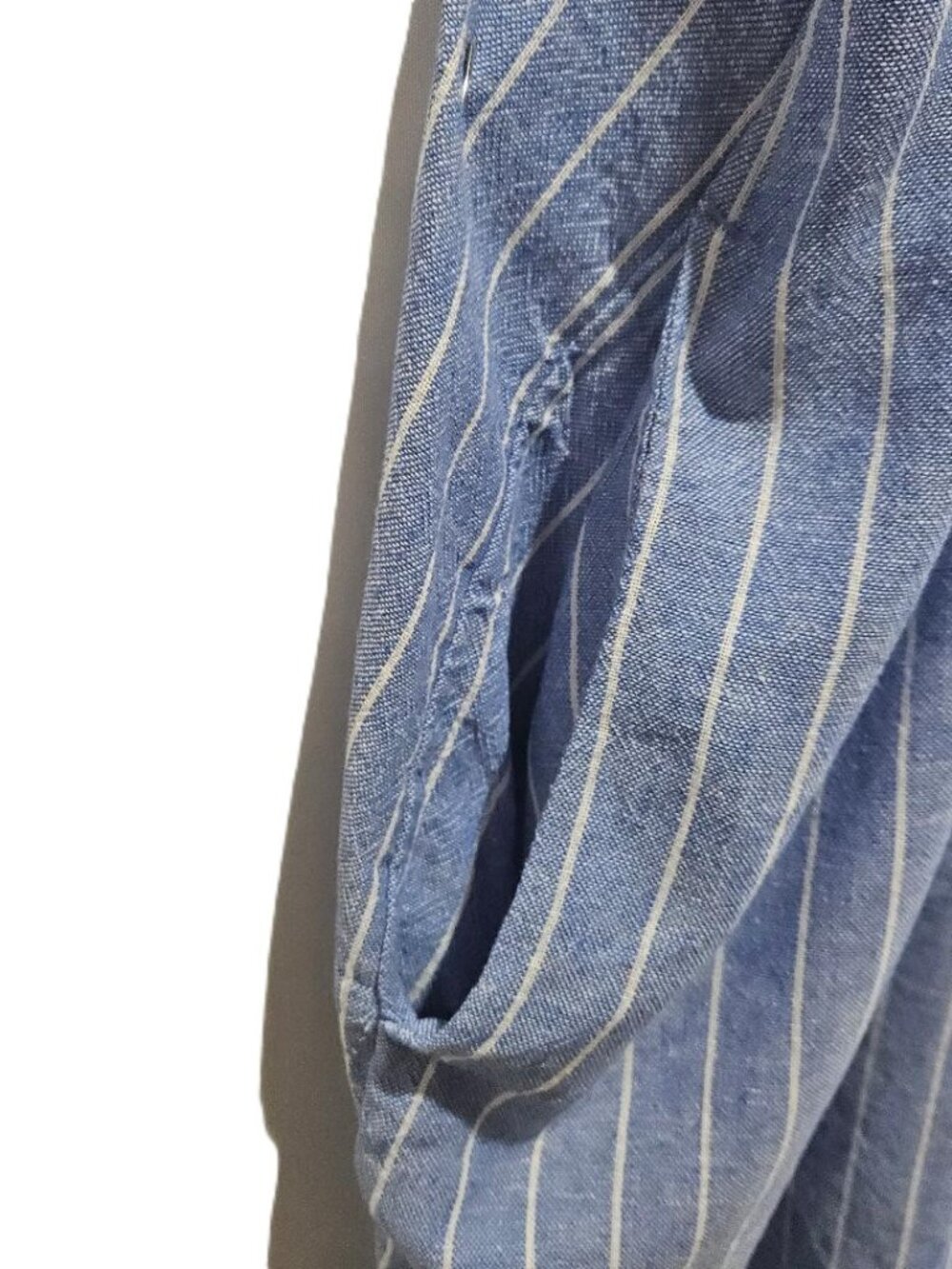 OLD NAVY BLUE WHITE STRIPE LINEN SHORT SLEEVE SHIRT DRESS SWIM COVERUP 4X - 5X - Picture 4 of 9